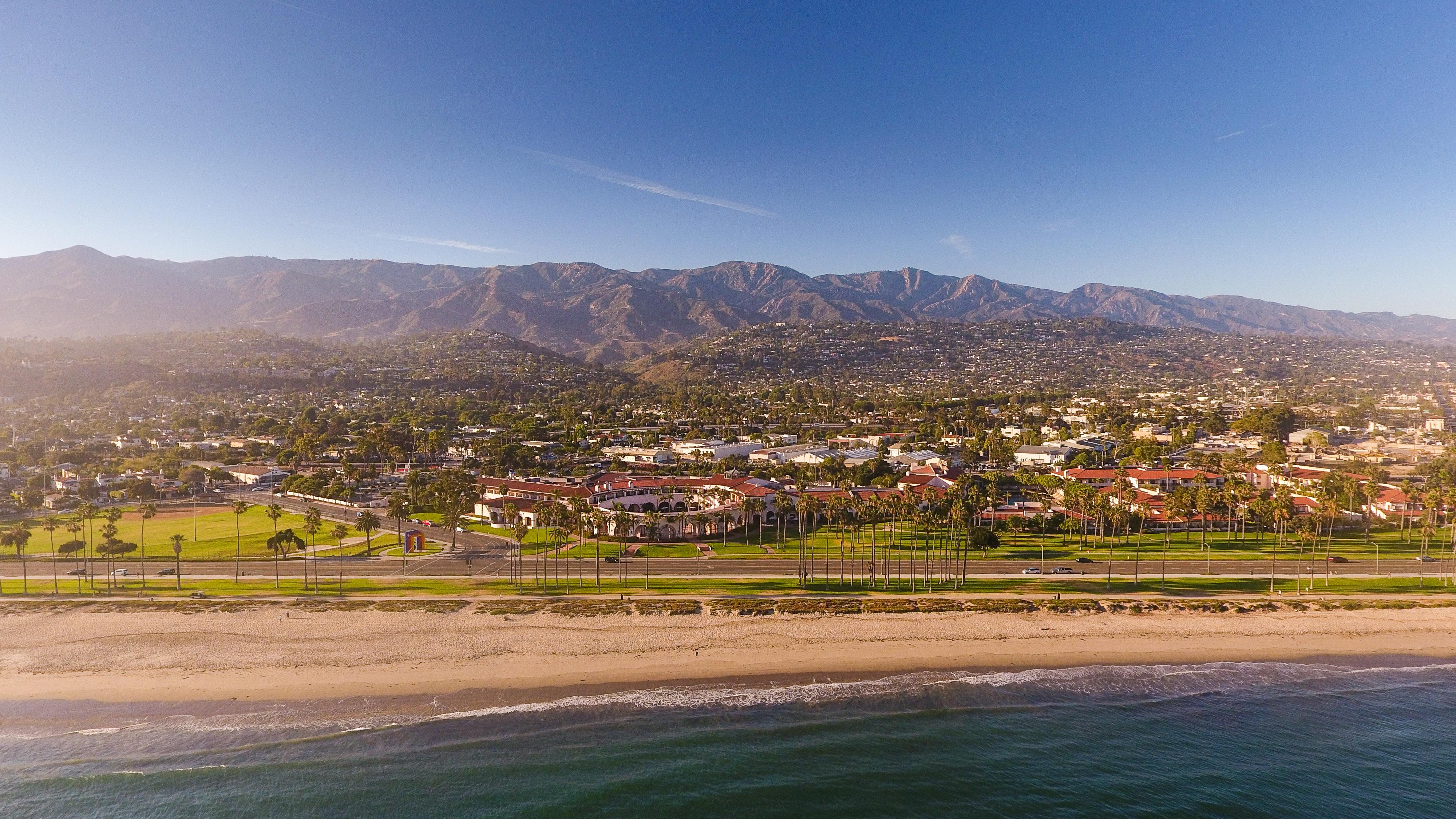 aerial view of east beach and santa barbara